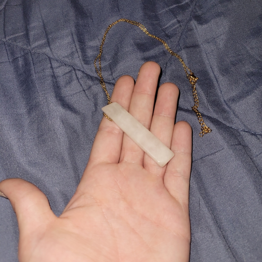 White quartz golden chain necklace
